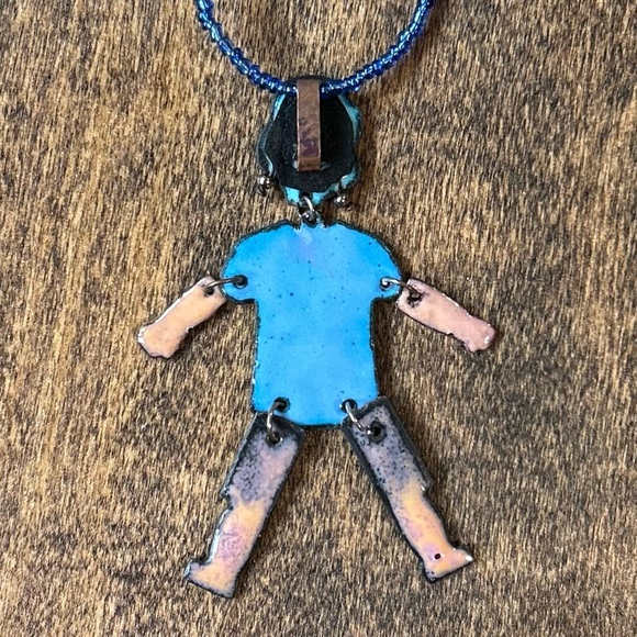 Lola Was Once a Showgirl Old Lady Pendant Necklace Hand Painted - Picture 8 of 12